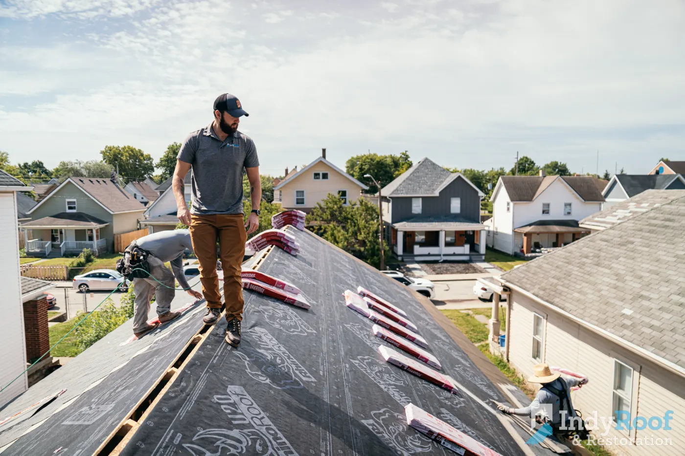 Emergency tarping on a West Newton roof